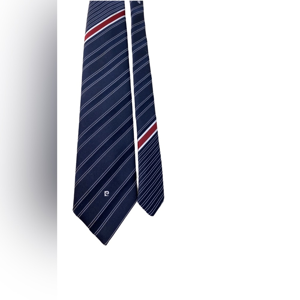 Pierre Cardin Necktie 54" L x 3" W 100% Polyester Gray Red Blue Striped Tie
